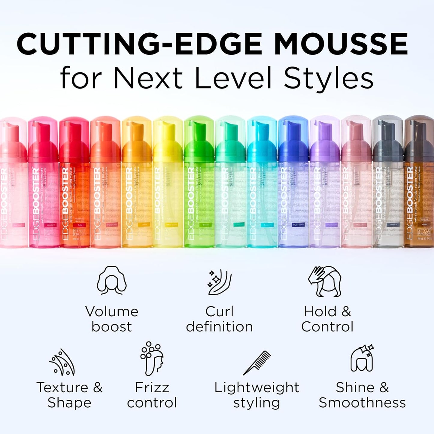 Style Factor EDGE BOOSTER Extra Strength Setting Mousse Travel Size – Frizz Control, Extra Volume, and Conditioning – 2.5oz Morganite Mousse for Curly Hair