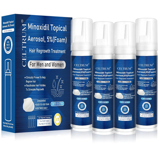 5% Topical Minoxidil Foam, Minoxidil for Men and Women, Infused with Biotin, Hair Growth Treatment, Supports Thicker and Fuller Hair & Beard (Minoxidil Foam, 8.44oz, 4 Month Supply)