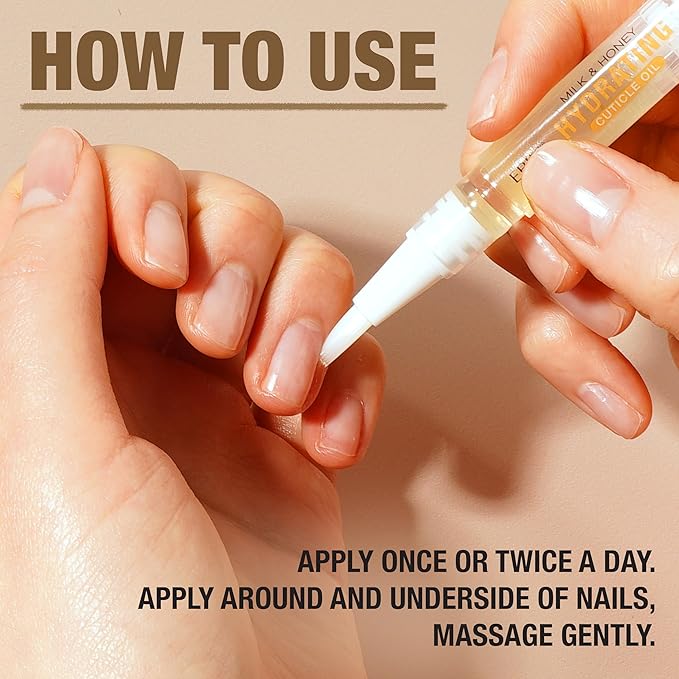 EBIN NEW YORK Cuticle Oil Pen - Hydrating Milk & Honey Infused, Jojoba Oil and Vitamin E Blend to Soften Cuticles and Strengthen Nails, Travel Size