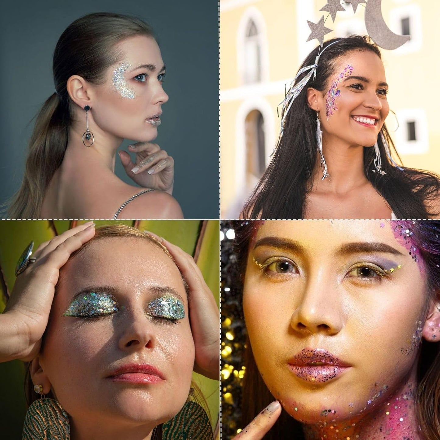 Body Glitter Gel - Halloween Costumes for Women, Sparkly Chunky Glitter Hair for Kids, Halloween Christmas Singer Concert Festival Rave Accessories (Green Body Glitter)