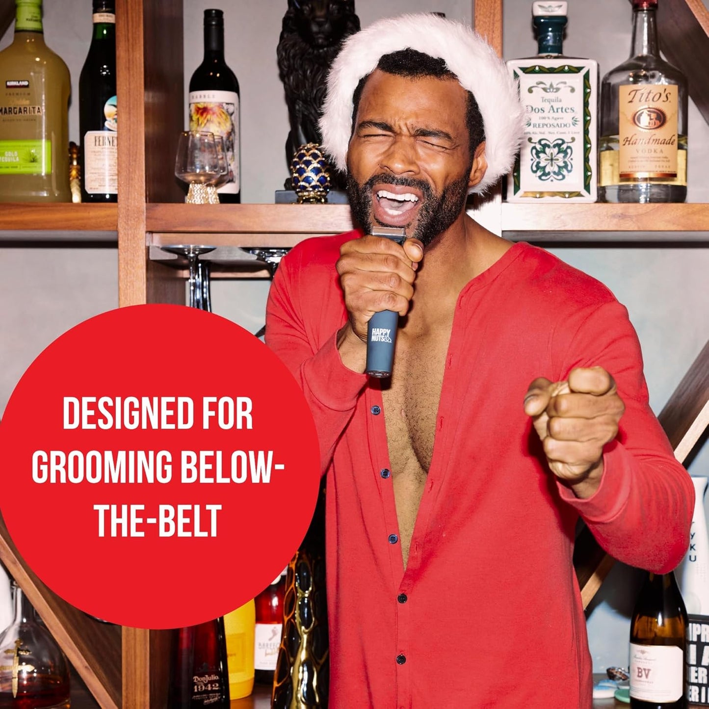 HAPPY NUTS The Ballber Pro Electric Groin & Body Hair Trimmer for Men - Mens Body Groomer Kit for Privates - Waterproof Shaver for Hard to Reach Areas