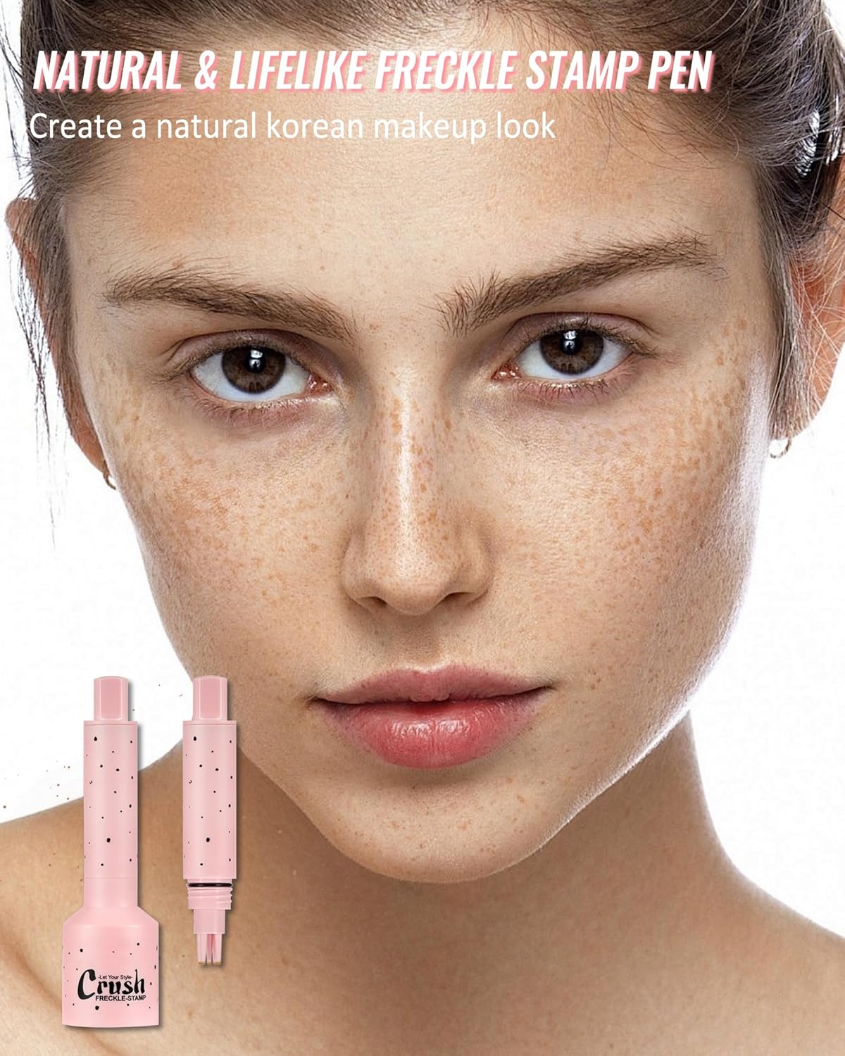 Freckle Stamp, Natural Vivid Faux Freckles Pen, Long Lasting Waterproof Quick Dry Magical Fake Freckle Stamp Pencil, Get Sun-kissed Stars Makeup in One Press, Makeup Gift for Women Girl - 01 Light