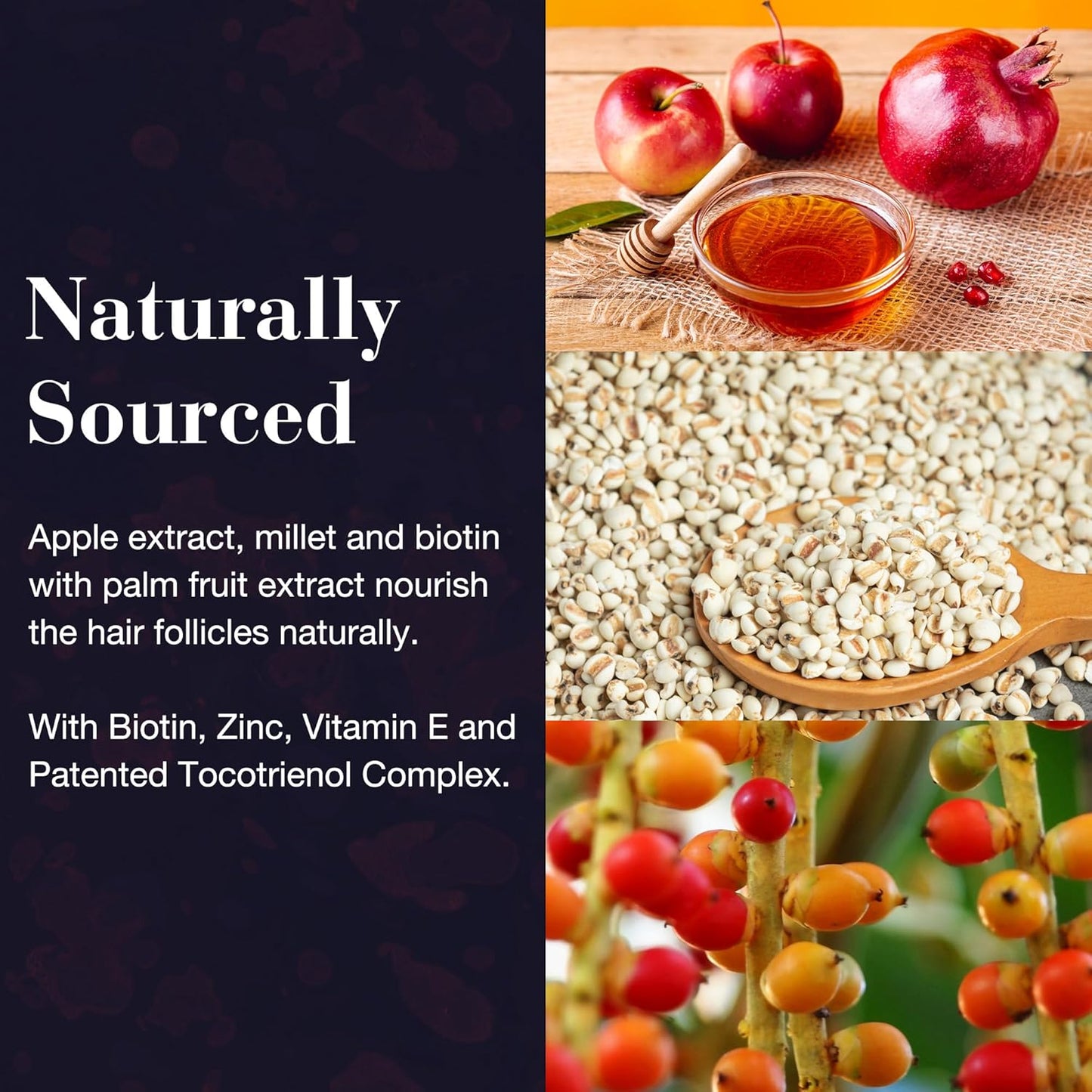 NEW NORDIC Hair GRO, Hair Growth Supplement, Biotin & Palm Fruit Extract Tocotrienols for Natural Regrowth, 60 Count (Pack of 1)