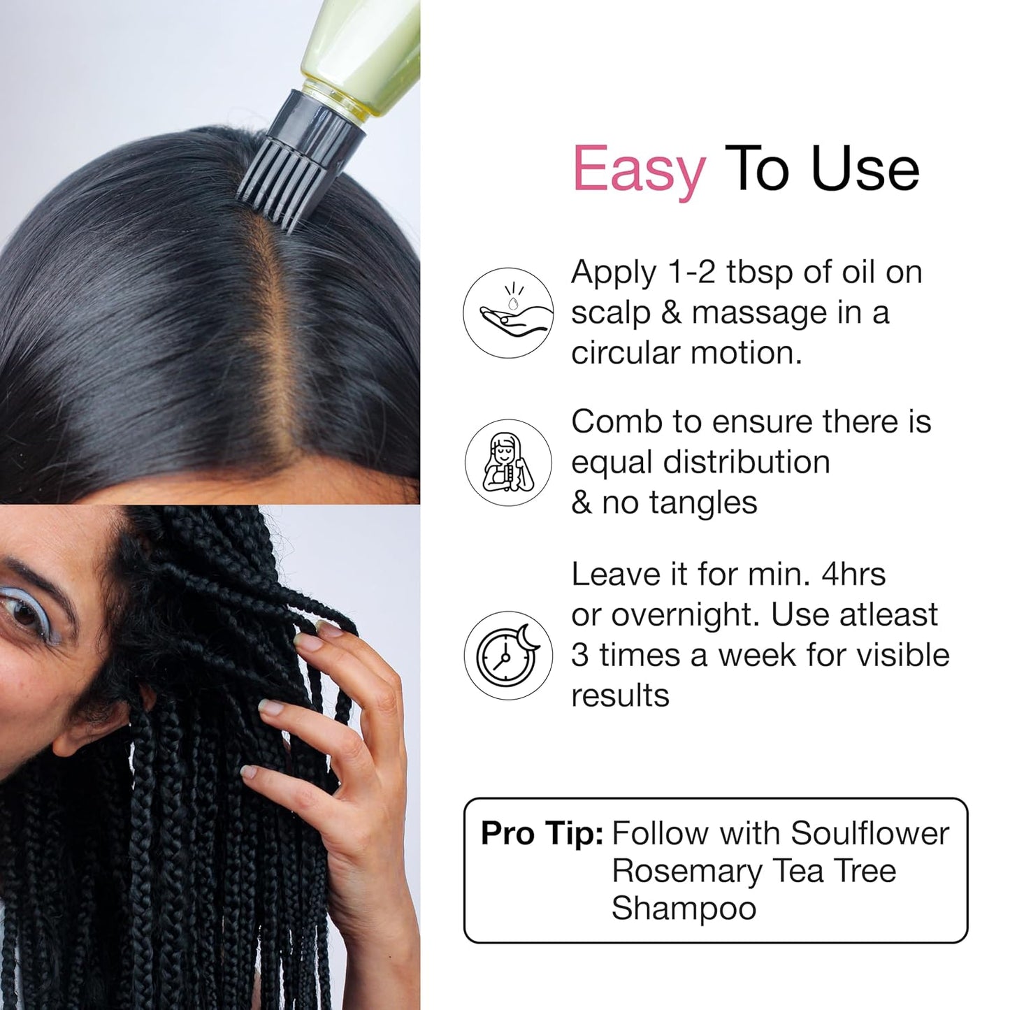 Soulflower Castor Rosemary Oil for Hair Growth, Hairfall Control, Strengthening Treatment, Volumizing For Dry, Damaged, Curly Hair, Enhance Thickness - 100% Pure, Organically Certified, 6.77 fl oz