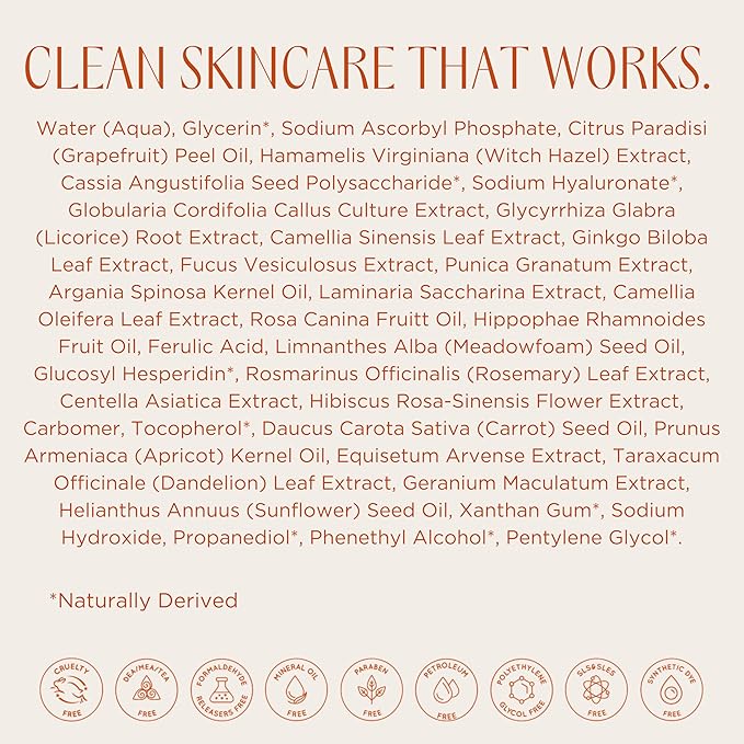 InstaNatural Vitamin C Face Serum, Brightens, Hydrates and Reduces Signs of Aging, with Vitamin C, Hyaluronic and Ferulic Acid, 2 FL Oz