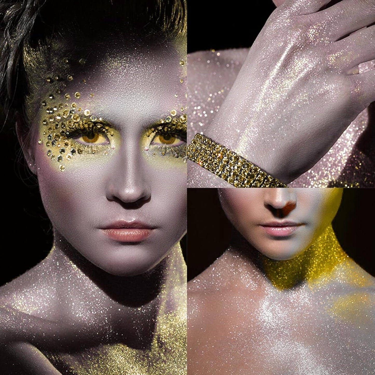 MEICOLY Gold Body Glitter Spray,100ML(3.53OZ),Liquid Glitter Hairspray,Sparkle Hair Spray,Glitter Spray for Hair/Body/Clothes,Body Shimmer for Skin,Lightweight,Long Lasting