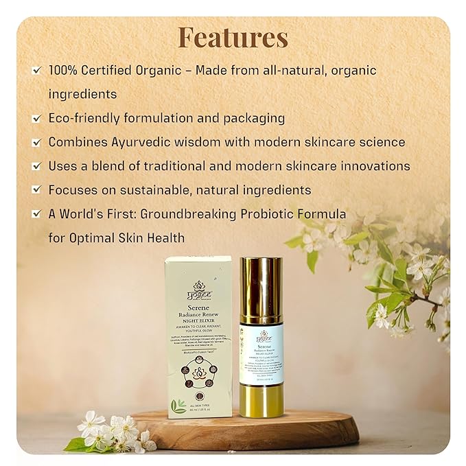 YOGEE Natural Night Skin Elixir | Night Cream for Wrinkles, Reduced Line, Dark Spots | Goat Milk, Saffron, Sesame Oil | 30ml