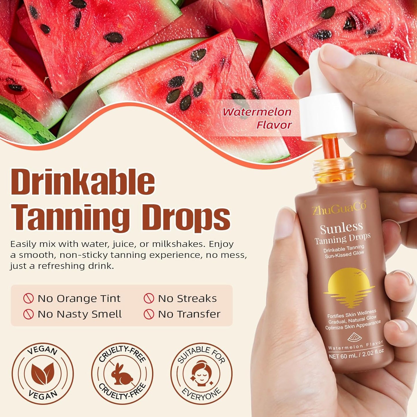 Tanning Drops Drink,Sunless Tanning Drops to Drink,Natural Sunbathing Without Sun Damage,Enhancing Natural Skin Tone,Nourishing and Moisturizing