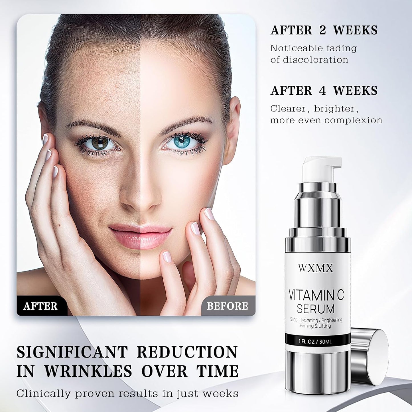 Super Vitamin C Face Serum for Mature Skin: All-in-One Hydrating Anti-Aging Formula by Vitamin C, Hyaluronic Acid, Caffeine-Firming, Lifting, Targets Dark Spots, Wrinkles, 1 fl oz (Pack of 1)