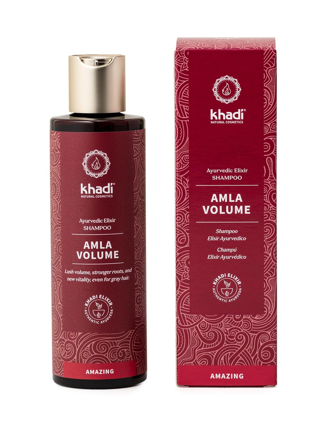 KHADI AMLA VOLUME Ayurvedic Shampoo - Powerful hair & volume through strong hair roots - 100% natural, vegan, silicone & sulfate-free - 6.7 fl oz