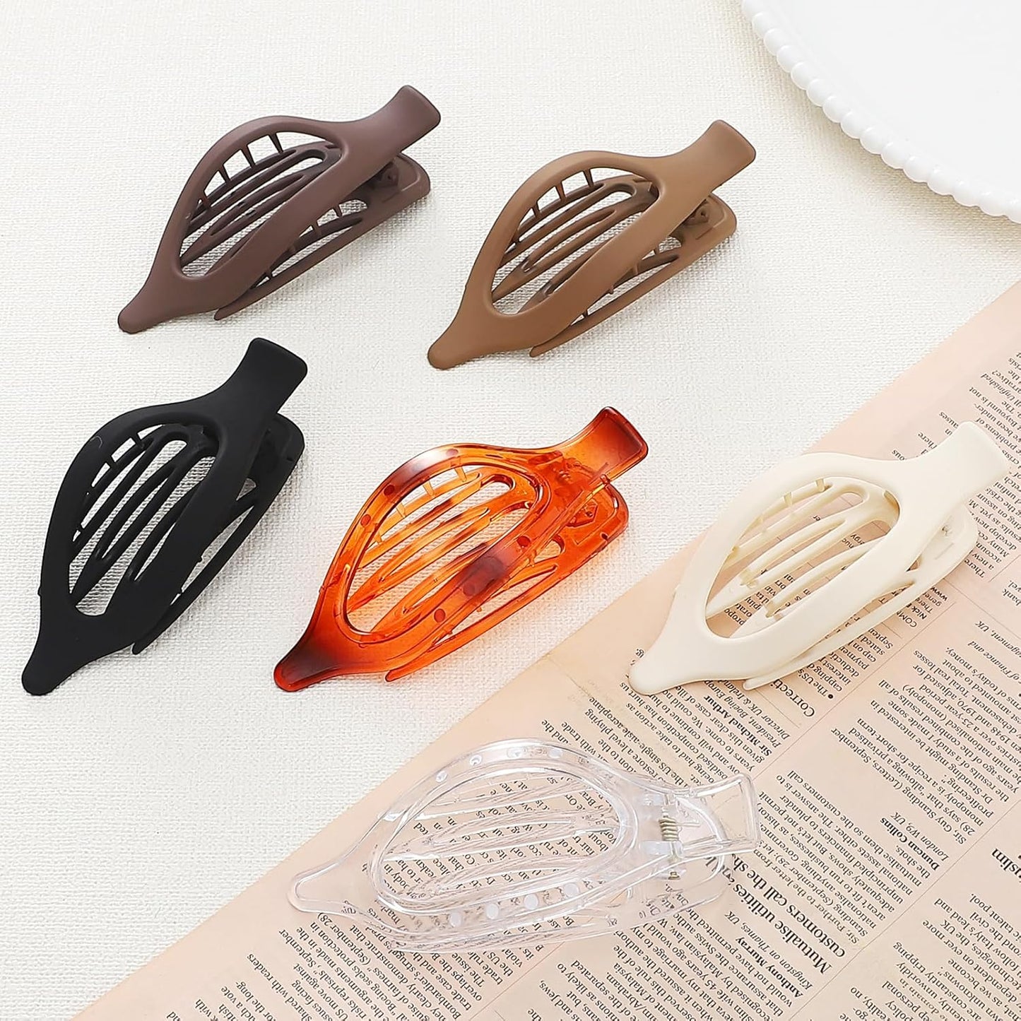 Flat Hair Clip 6 pcs Lay Down Claw Clips Hair Accessories for Women -Transparent