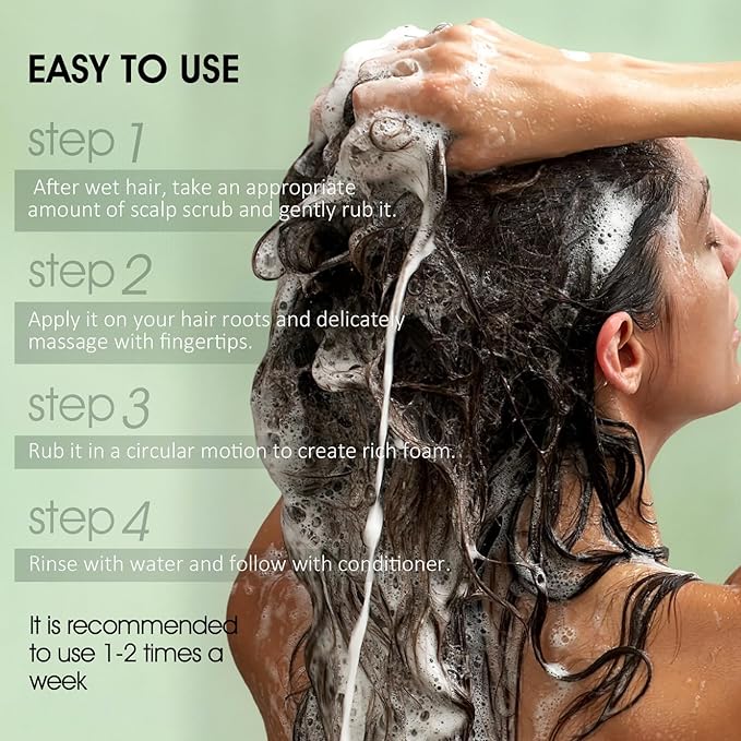 Scalp Scrub, Tea Tree Scalp Exfoliator Scrub Shampoo, 2-in-1 Scalp Treatment with Mint Oil, Hair Treatment to Clarify and Remove Build up with Silicone Scalp Massager, 10.6oz/300g