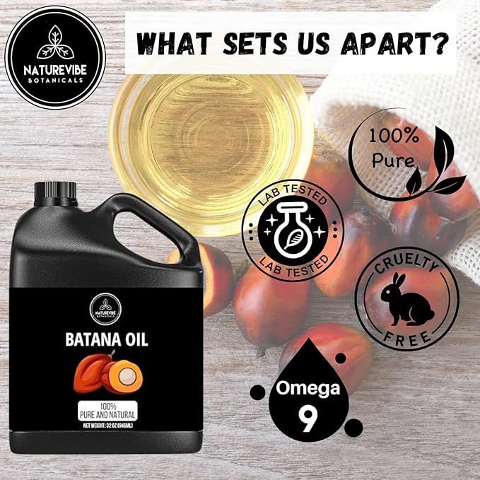 Naturevibe Botanicals Batana Oil 32 Ounces | 100% Pure and Natural | Great for Skin Care and Hair Care