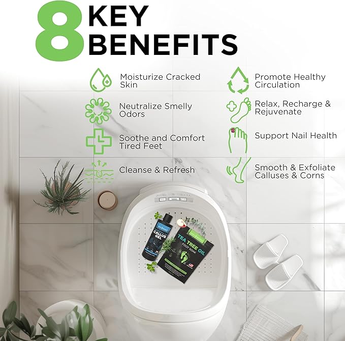 Foot Callus Remover Gel Set - Professional Callus Remover for Feet, Calloused Feet Remover Gel - Pedicure Kit & Foot Spa Tools - Feet Callus Remover - 8oz w/ 16oz Tea Tree Oil Foot Soak - USA