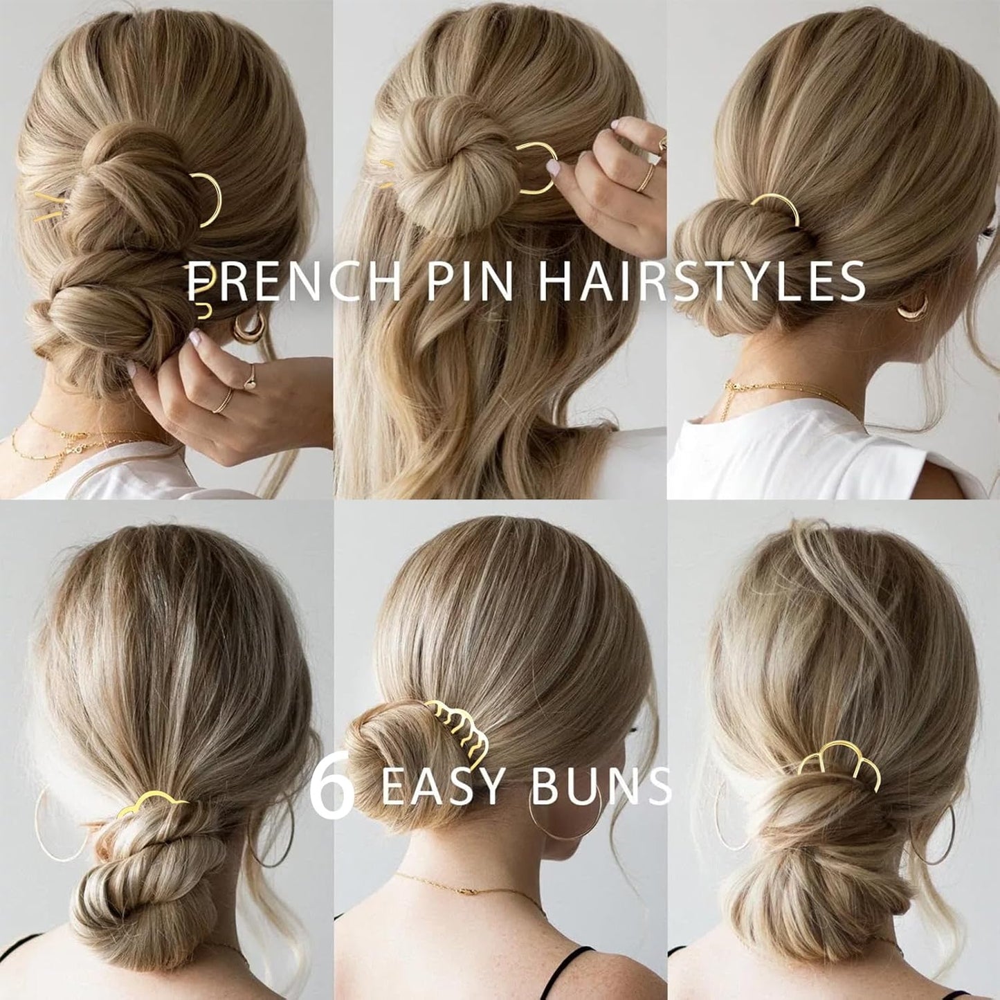 12 Pieces Hair Side Combs Metal Hair Fork Clip French Twist Comb Updo Hair Stick, U-Shape Teeth Styling Tools Messy Bun Maker Vintage Hairstyle Hair Pins Hair Accessories for Women and Girls