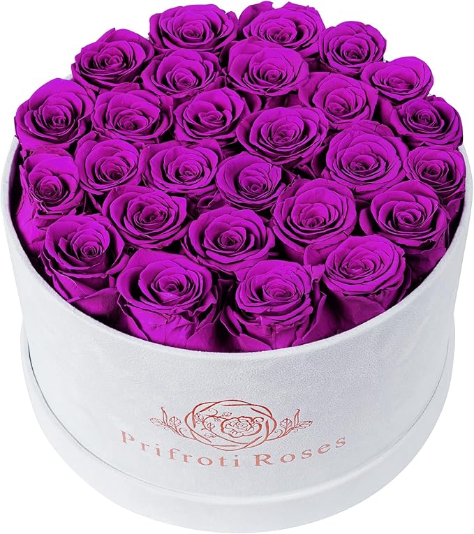 27 Roses in a Luxury Suede Box, Mother Day Flowers Gifts for Mom, Preserved Flowers for Her, Birthday Gifts for Women, Purple