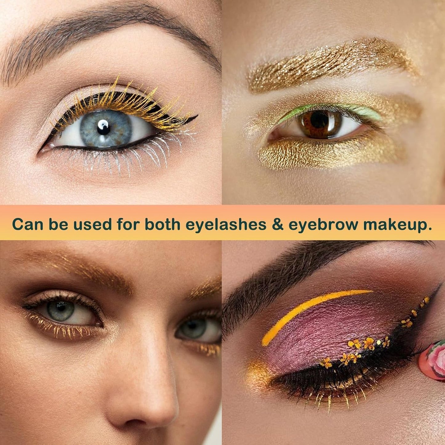 Maydear Gold Waterproof Colored Mascara - Long Lasting, Smudgeproof, Fast Dry, Lengthening Eye Makeup for Women - Party & Stage Use