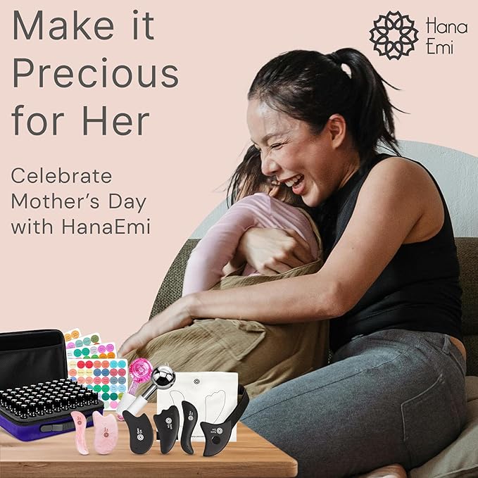 Gua Sha Facial Tools Set of 4 - Large Bian Stone for Face & Body Massage - Glowing Massage Tool & Body Set for Daily Skincare Routine