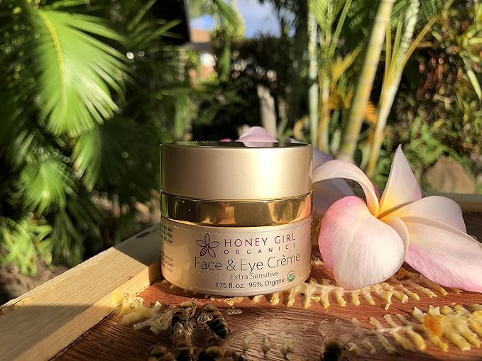 Honey Girl Organics Night Creme Extra Sensitive, Honey based Skin Care for Sensitive Skin, USDA Certified Organic Face Moisturizer, All In One: Face, Eye, Neck Cream, Made in Hawaii (1.75oz)