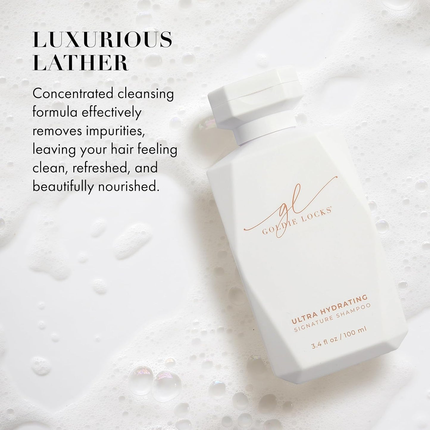 Goldie Locks Travel Size Ultra Hydrating Shampoo - 3.4 fl oz - Sulfate-Free Moisturizing Formula - Maintains Texture and Shine - Safe for Extensions and Color-Treated Hair - Protein-Free