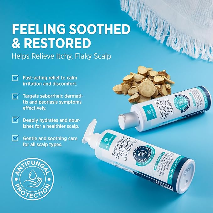 Seborrheic Dermatitis & Psoriasis Cream, Shampoo and Conditioner Set - Scalp Therapy System for Folliculitis, Psoriasis, Dandruff, Dry Scalp - Scalp Treatment to Relieve Itching, Flaking, Irritation