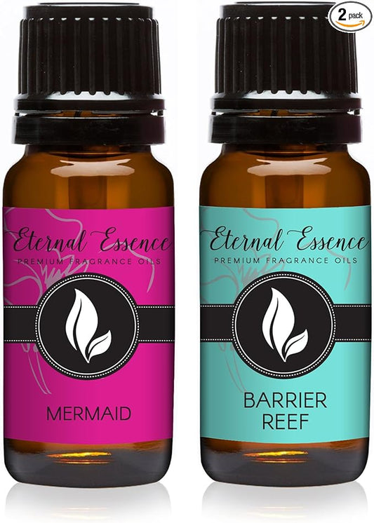Eternal Essence Oils 2 Pack 10ml Premium Fragrance Oil - Mermaid & Barrier Reef - for Candle, Soap Making, Aromatherapy, Diffusers, Home Care, & Humidifiers