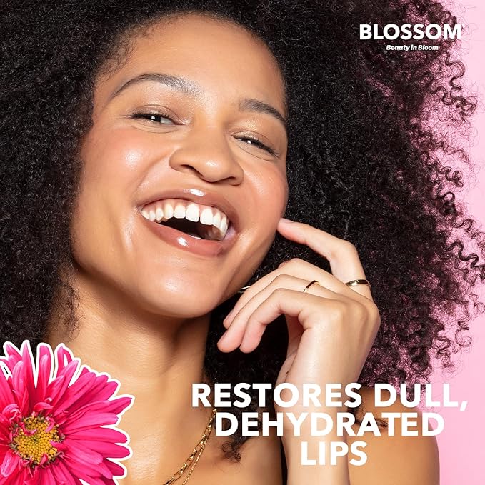 Blossom Lip Gloss & Lip Oil with Olive Oil + Grape Seed Oil, Moisturizing and Hydrating Shimmer Sparkle, Infused with Real Flowers, 3g, Watermelon