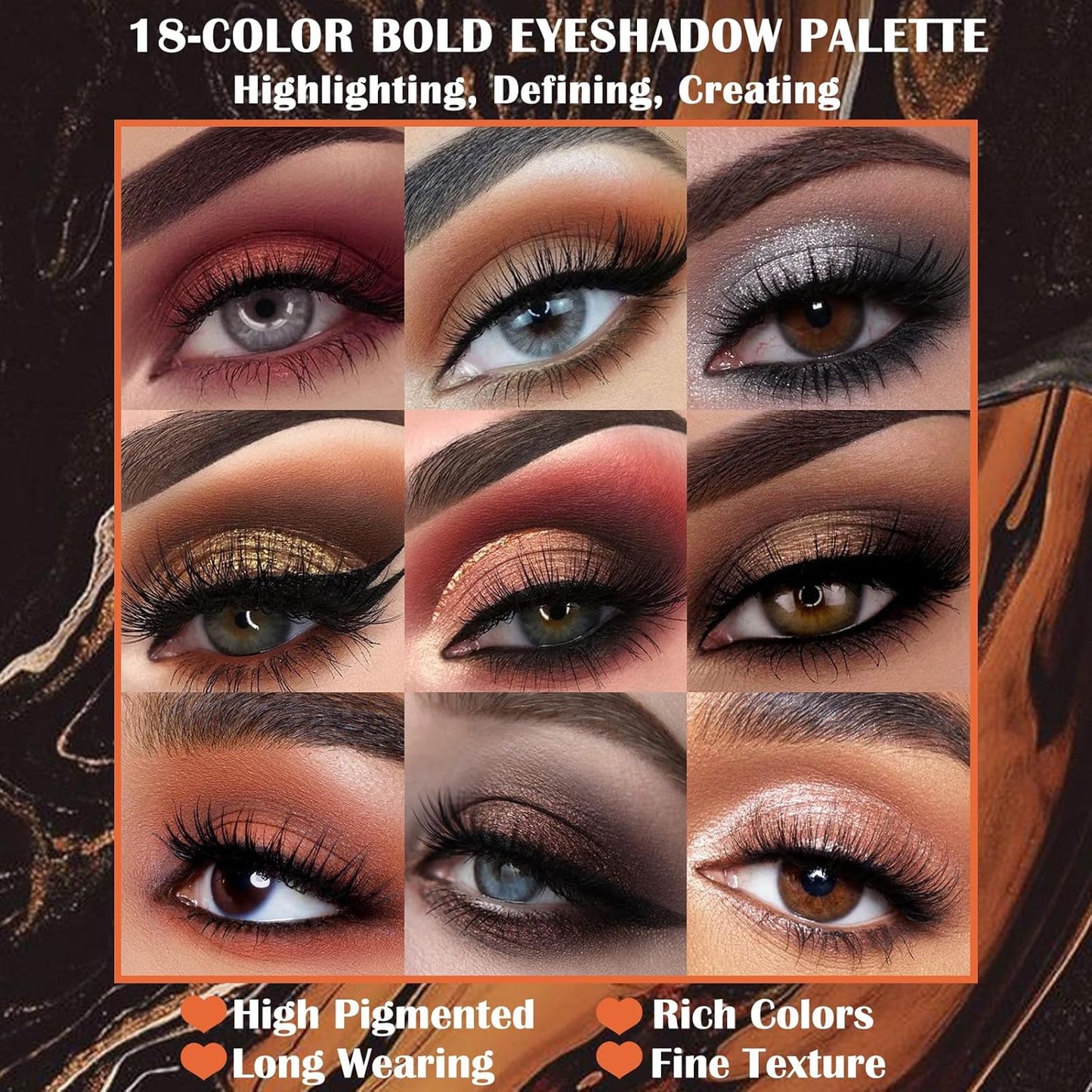 Prism Makeup Matte Eyeshadow Palette Pro 18 Colors Pigmented Shimmer Glitter Eye Shadow Palette, Long Lasting Waterproof Smokey Powder Cosmetics Halloween Makeup Kit (01# Seductress)