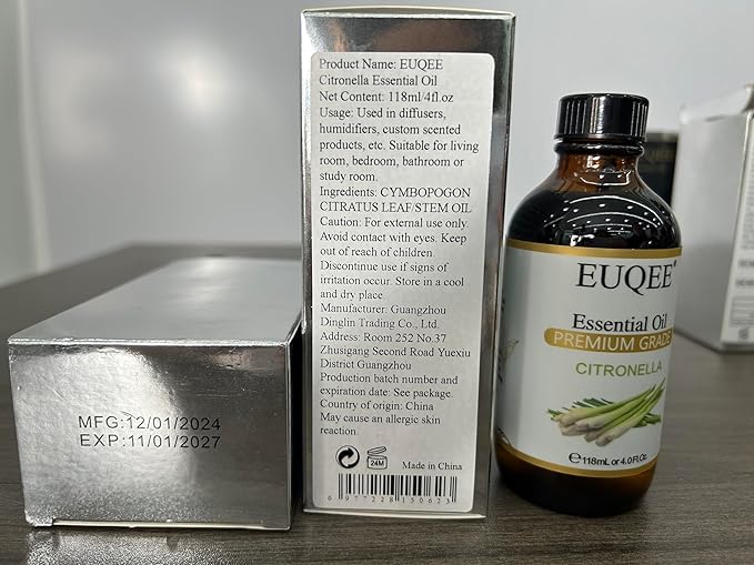 Citronella Essential Oil, 118ml Large Gift Box Pure Citronella Oil with Glass Dropper for Candle Making, Diffuser, Humidifier - 4 fl oz.