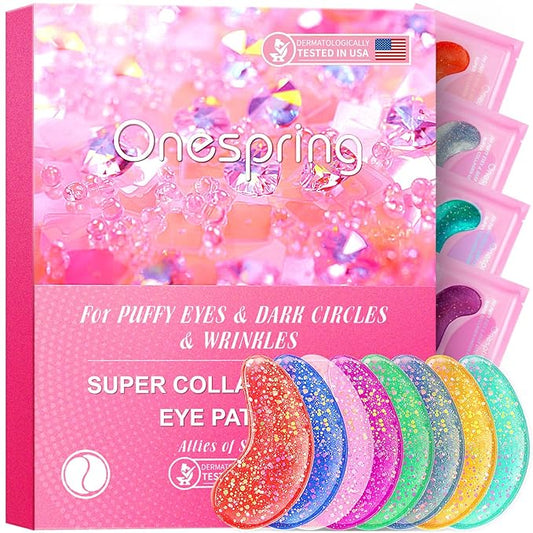 Under Eye Patches (24 Pairs) - Eye Gel Pads for Wrinkles, Puffy Eyes, Dark Circles, Eye Bags, Natural Collagen Eye Gels Pads, Under Eye Mask Patches for Refreshing, Revitalizing