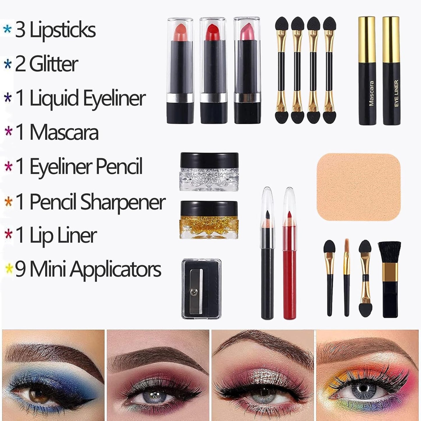 MISS ROSE M 58 Color Professional Makeup Kit for Women Full Kit, Include Eyeshadow Facial Blusher Eyebrow Powder Face Concealer Powder Eyeliner Pencil and a Mirror(331N)