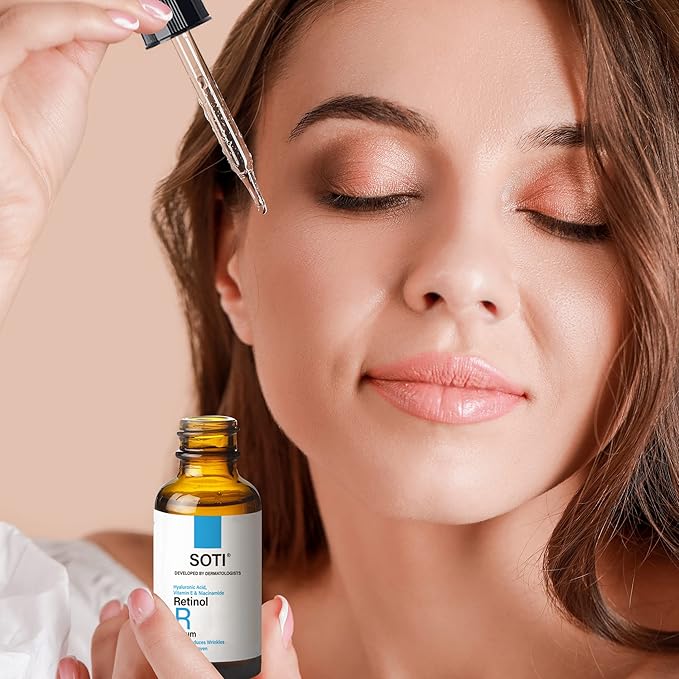 Soti 2.5% Retinol Serum, Reduces Wrinkles, Age Spots, Post-Acne Marks. Stimulates Collagen, Firm Skin, Anti Aging with Hyaluronic Acid, Niacinamide (30ml)