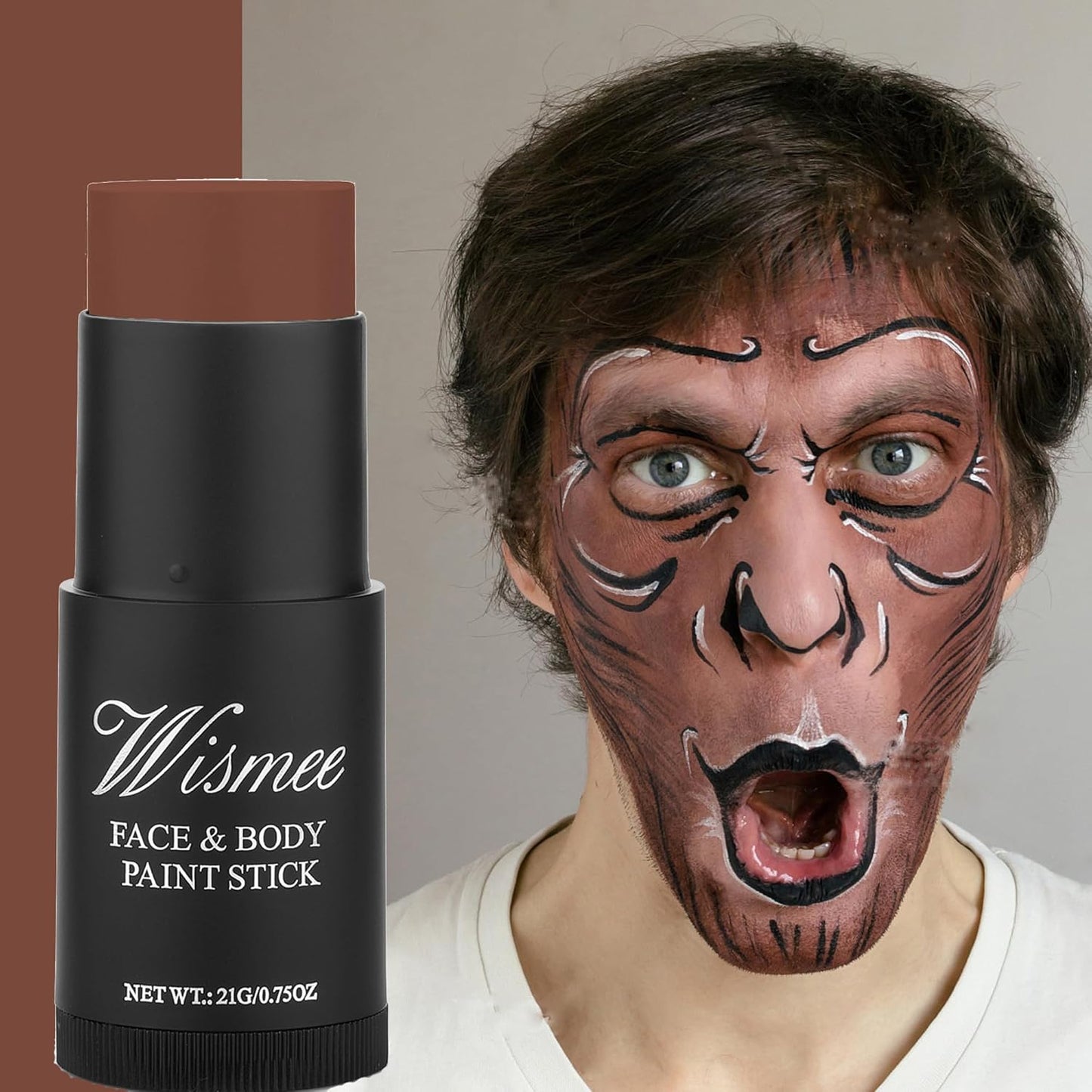 Brown Face Paint Stick - Non-Toxic Oil Based Face Makeup, High Pigmented Full Body Paint for Baseball, Softball, Football, Halloween & Special Effects Makeup