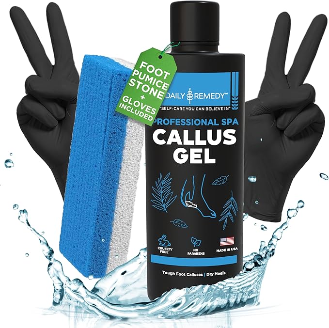 Callus Remover Gel – Professional Foot Callus Removal for Smooth Feet & Cracked Heels – Extra Strength Callus Gel with Pumice Stone – 8oz, Made in USA