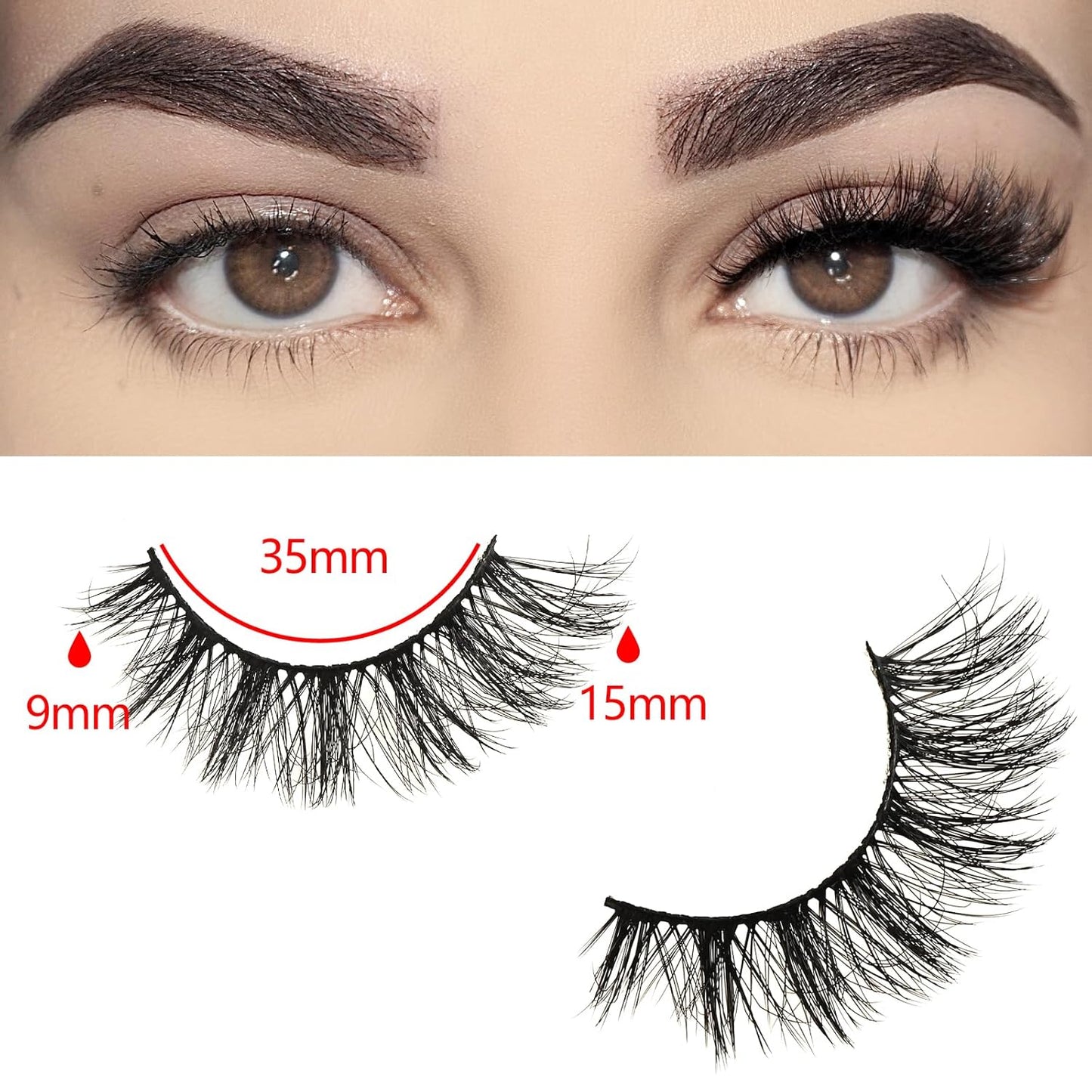 FARRED Cat Eye Lashes False Eyelashes Short Natural Eyelashes 15mm Fluffy Wispy Strip Eyelash 10 Pairs Cute Natural Fake Lashes Packs Small Full Pestañas Set (C9 | 9-15MM)
