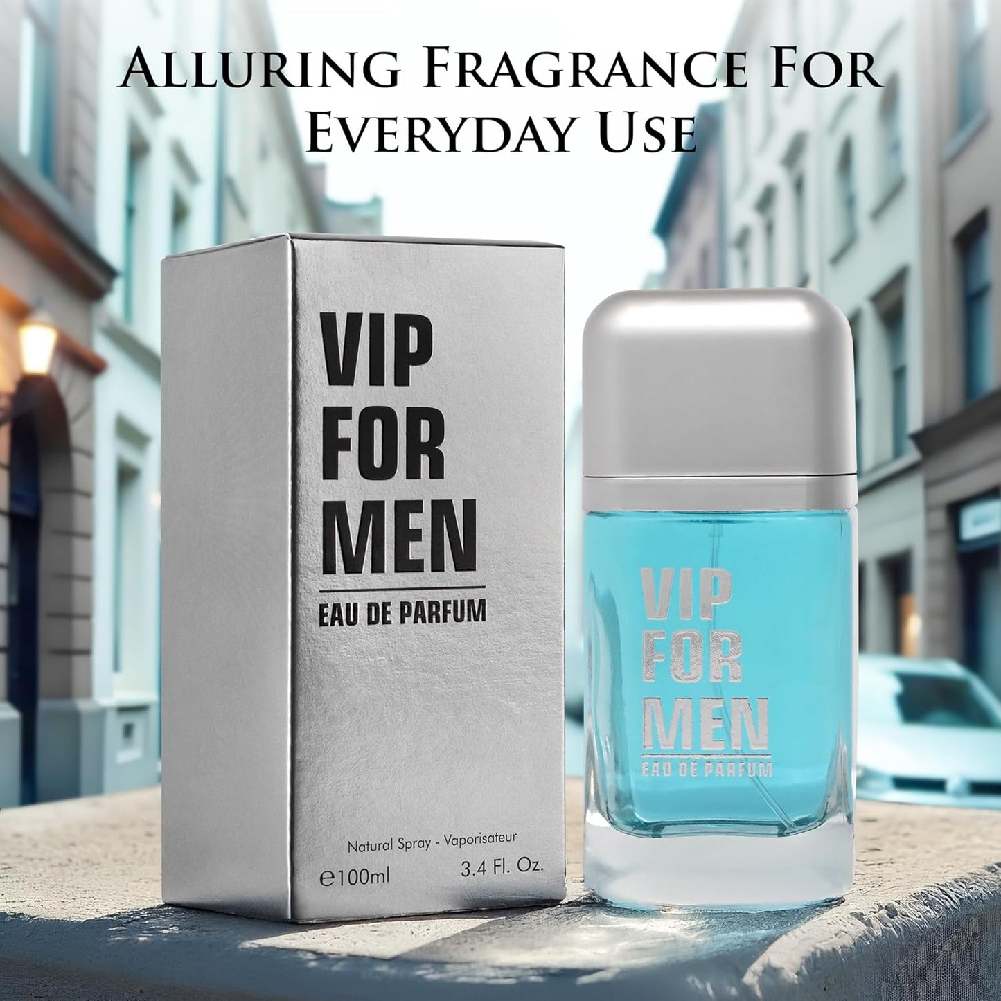 VIP for Men Eau De Parfum - Clean Woody Floral Fragrance - Top Notes of Lavender, Grapefruit, Bergamot & Petitgrain - Base Scents of Sandalwood, Musk, Guaiac wood & Vetiver - Elegant 100ml Bottle