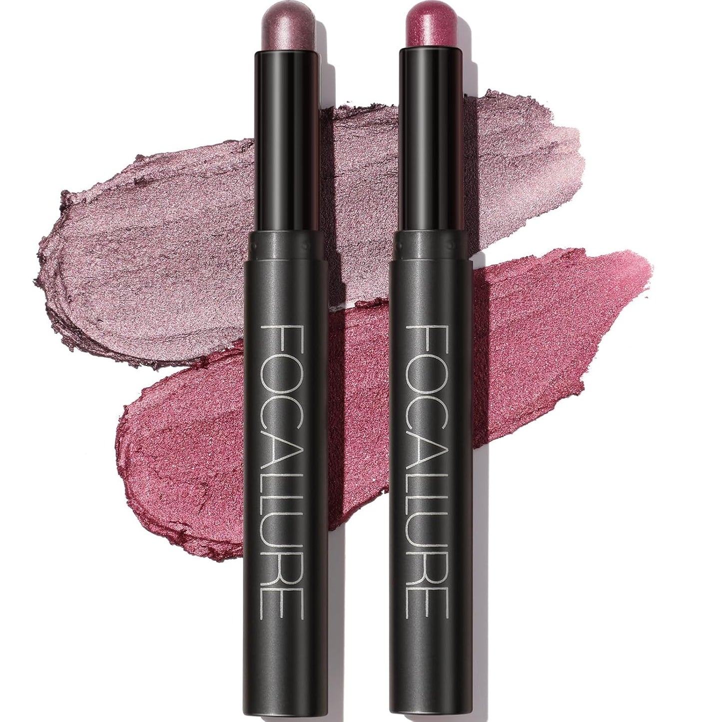 FOCALLURE 2PCS Cream Eyeshadow Stick Sets,Matte and Shimmer Eye Brightener, High Pigmented Crease-proof Pencil,Long Lasting Eye Shadow Highlighter Makeup,Smoky-Blossom