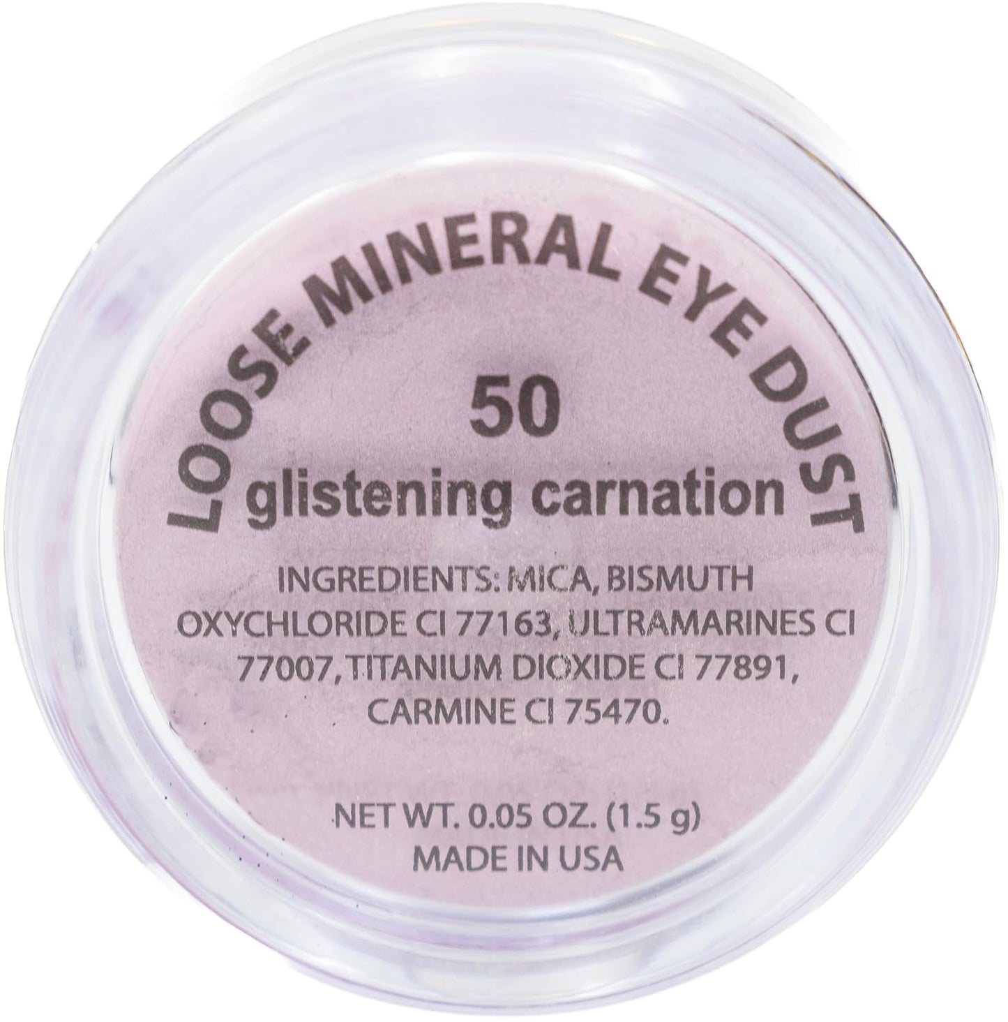 Glistening Carnation Light Bright Pale Pink Mineral Single Loose Powder Eyeshadow; Talc & Paraben Free, No Animal Testing & Cruelty Free