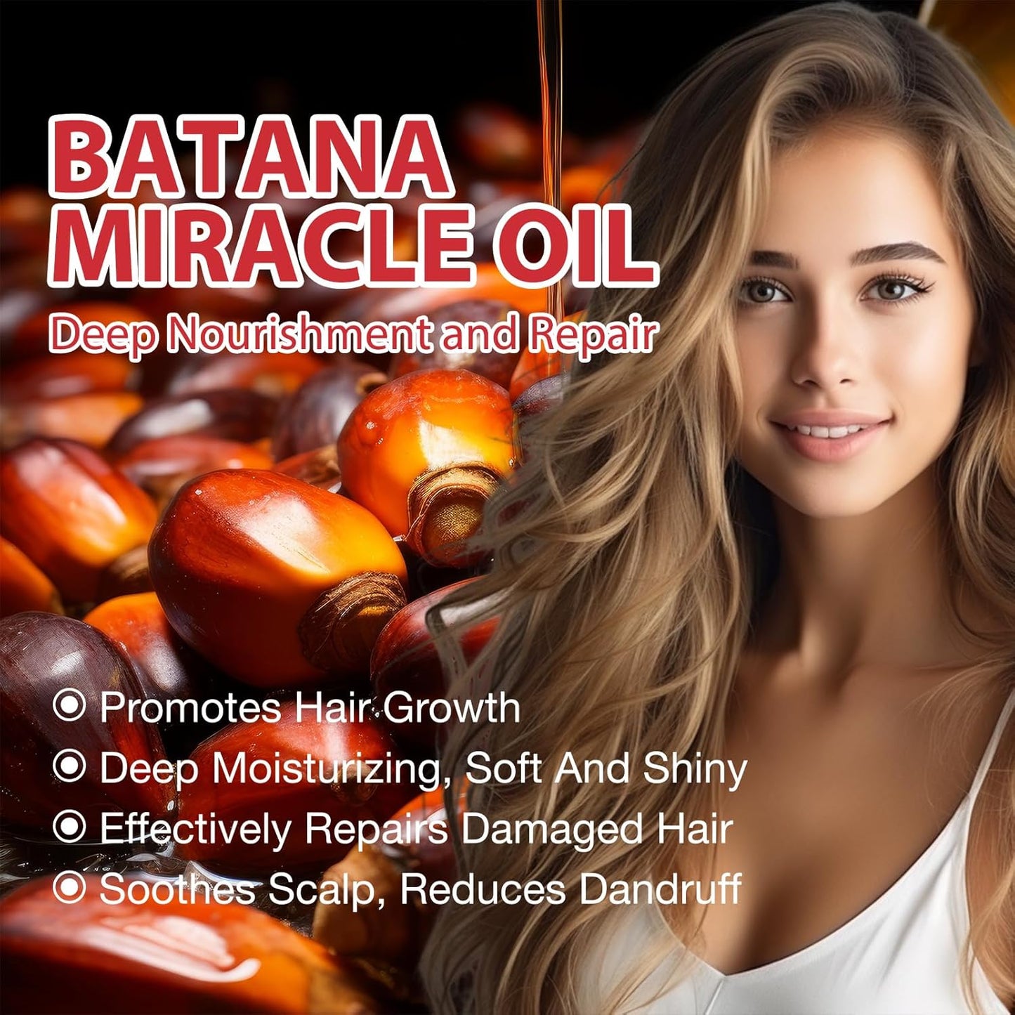 Batana Oil for Hair Growth - 100% Pure From Honduras - Dr. Sebi - Raw, Moisturizing for Scalp - Promotes Thickness for Men & Women