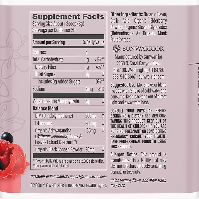 Sunwarrior Vegan Collagen Building Powder Vanilla Flavored 40 Servings & Creatine Monohydrate Powder for Women Berry Lemonade Flavored 50 Servings