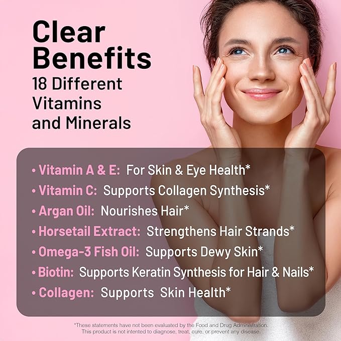 NatureWise Hair Skin and Nails Vitamin, Biotin 5000mcg w/Hyaluronic Acid, Collagen for Women with C, B Complex, D3, A, E, Iron - Non-GMO, Gluten Free - 270 Softgels[3-Month Supply]