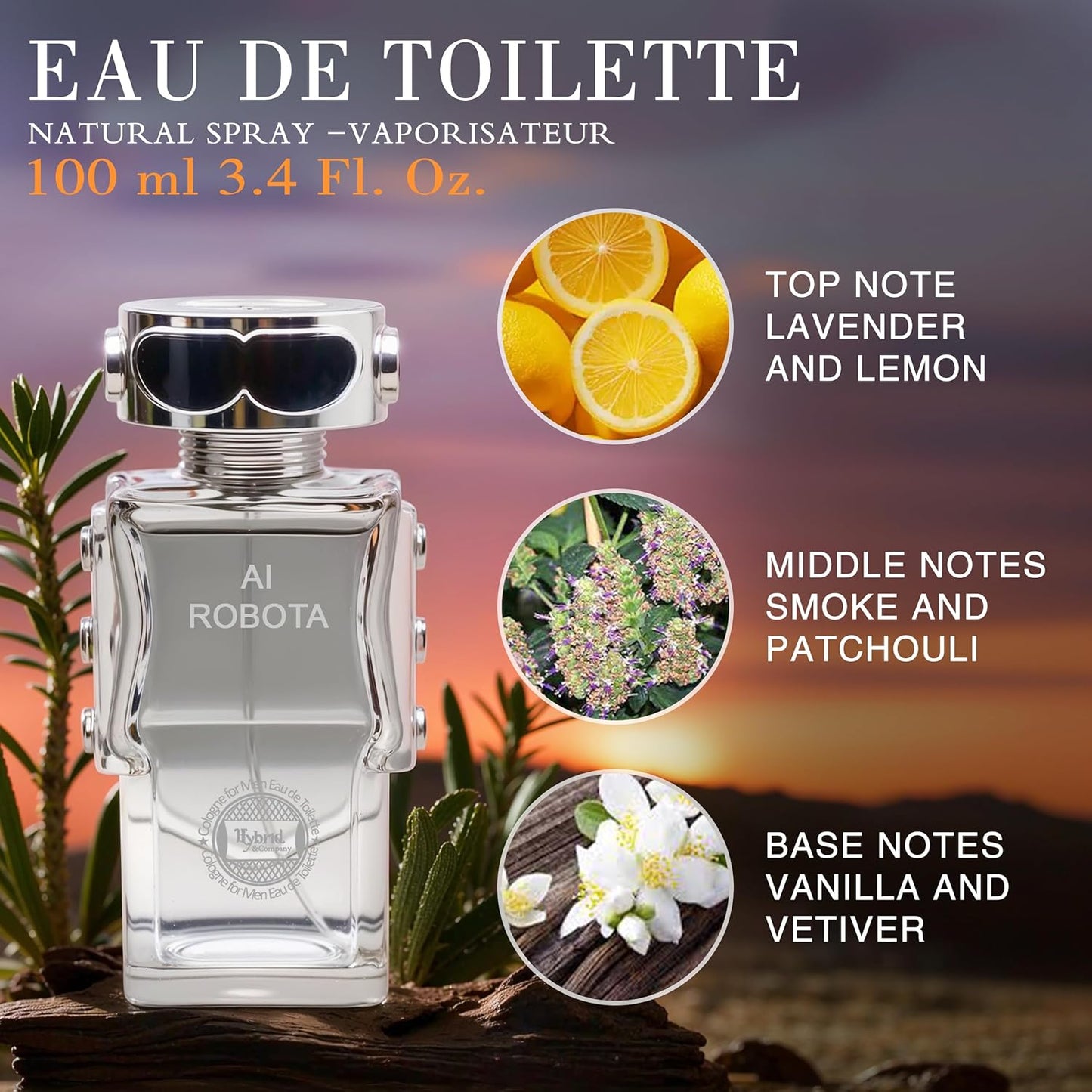 Hybrid & Company Mens 4 Pcs Robot Ai For Men Homme City Eau De Perfum Vaporisateur Natural Spray