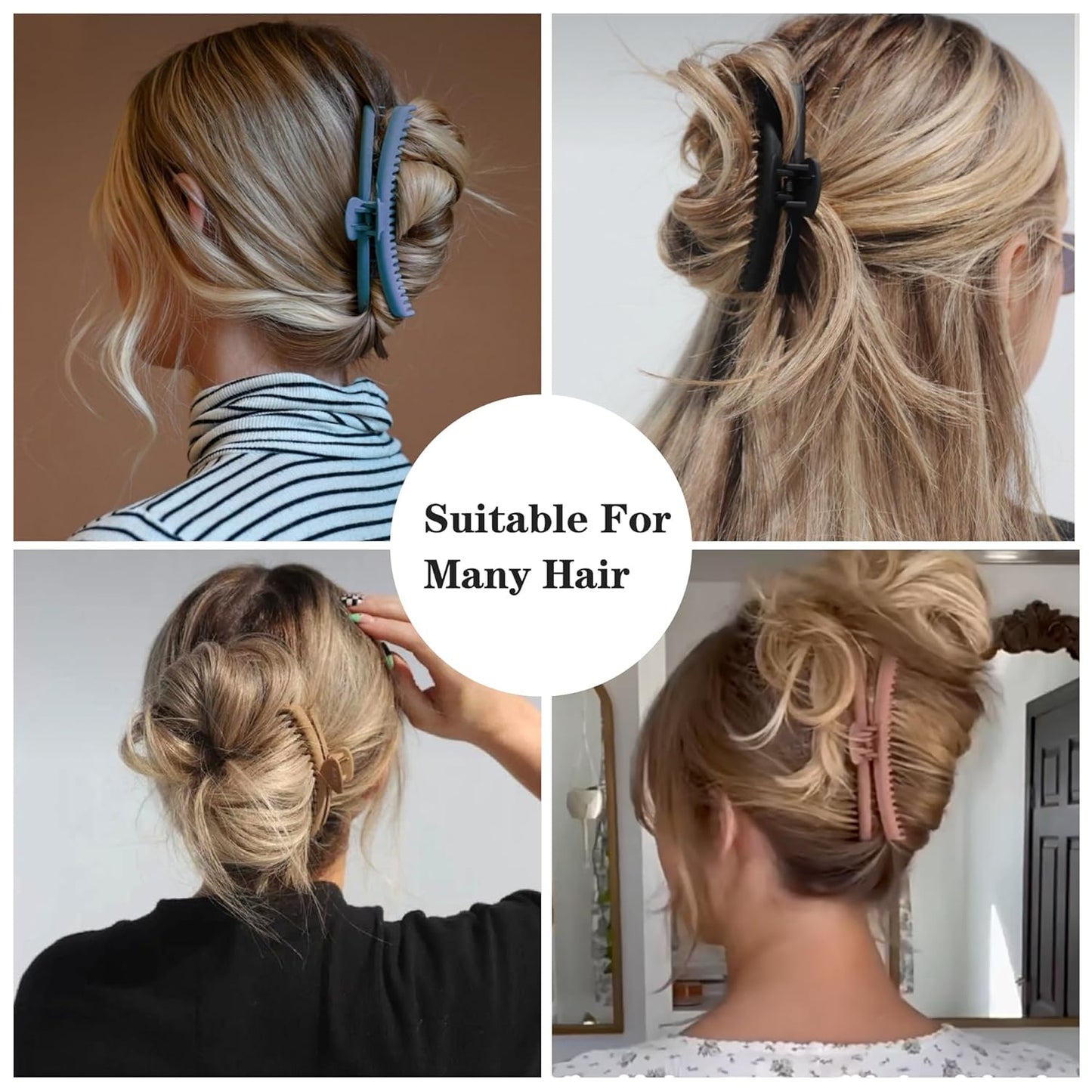 Hold Everything Hair Claw Clip for Thick and Thin Hair Big Hair Barrettes for Women and Girls Straight Wavy and Curly Hair Strong Hold Claw Clip With 52 teeth Banana Clips (new 7-Color)