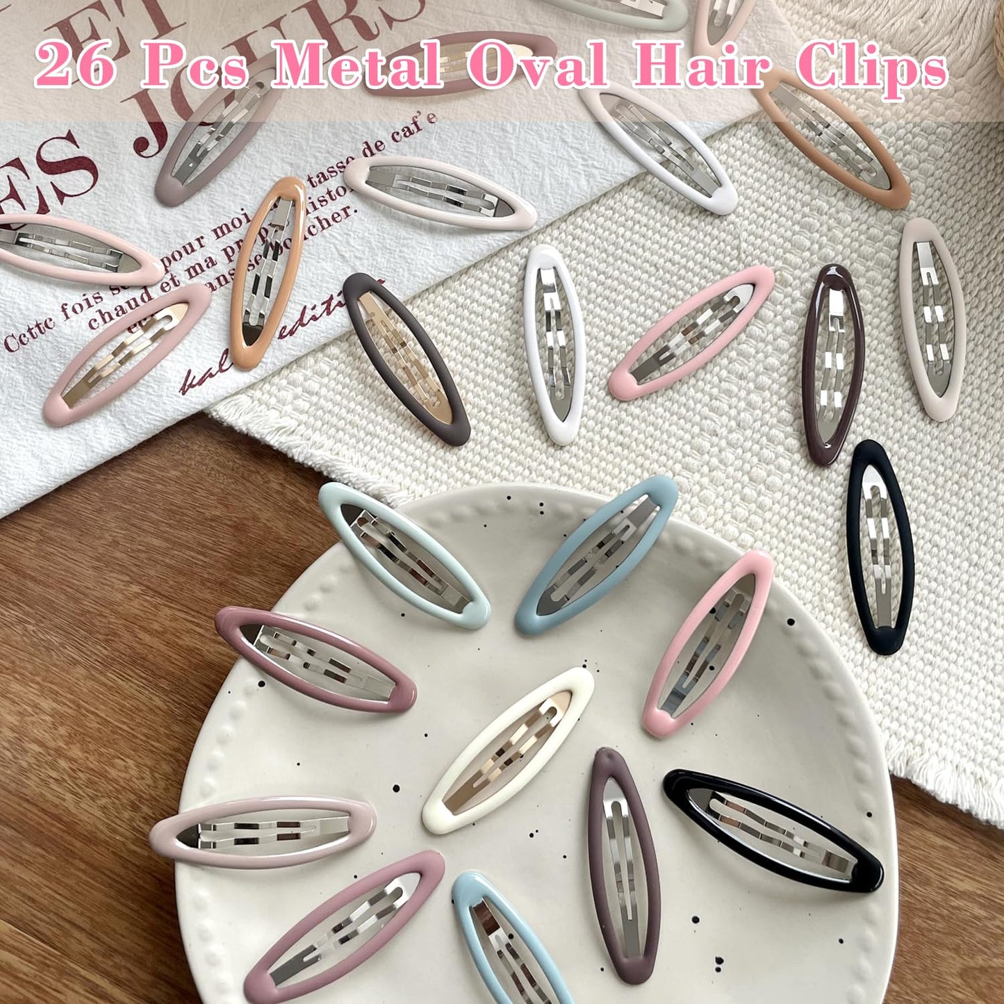 26 Pcs Metal ellipse Hair Clips No Slip for Women & Girls,Strong Hold Matte Hair Clips for Thick Hair & Thin Hair,Hair Barrettes for Women