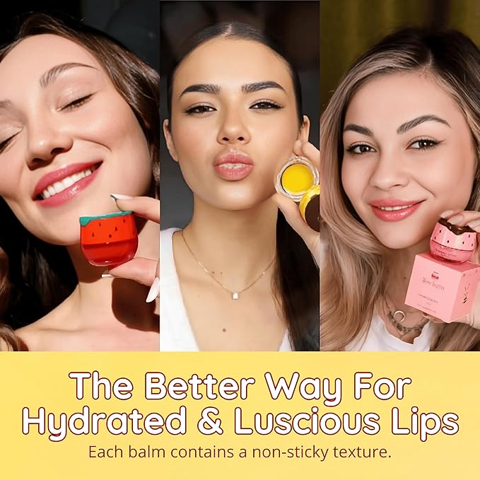 3 Pcs Original My Bee Balm Lip Balm – Hydrating Lip Care with Watermelon, Strawberry & Honey Pot – Moisturizing Balm for Dry, Chapped & Cracked Lips with Propolis, Honey & Vitamin E