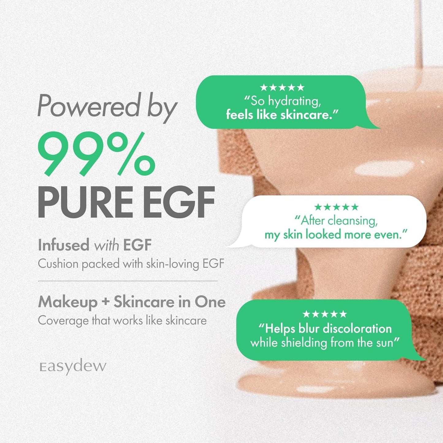 Easydew Mela B Toning Ampoule Cushion - 2-in-1 Korean Skin Care & Face Beauty Makeup - Age-Defying Full Coverage Cushion Foundation with Niacinamide & Hyaluron-Vital C 0.45 oz (#45 Espresso)