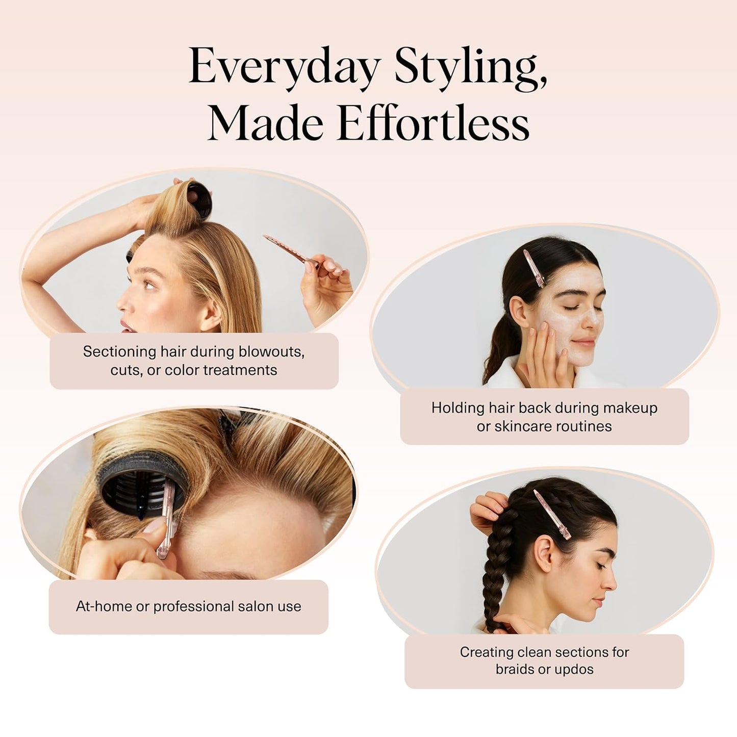 Kitsch Professional Alligator Clips for Hair Styling – 3.5" Aluminum Hair Sectioning Clips for Salon & Makeup Application | Ideal Gifts for Women – Rose Gold, 6 Pcs