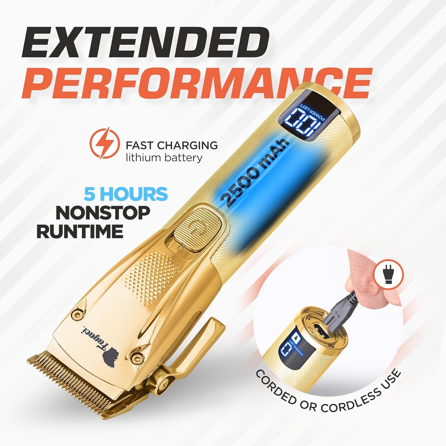 Fagaci Hair Clippers for Men Professional with Precise Cutting, Turbo Power Professional Barber Clippers Cordless, Powerful Motor Fade Mens Hair Clipper Set, Precision Blades Haircut Machine Kit