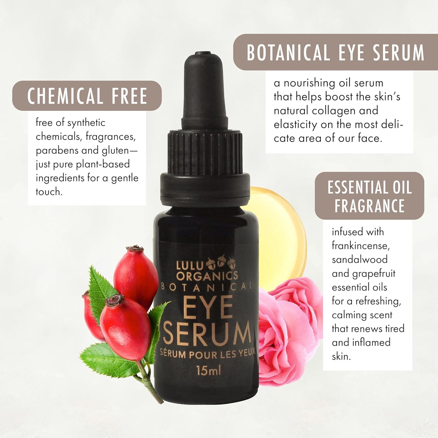Botanical Eye Serum, Nourishing Under Eye Oil Serum for Dark Circles and Puffiness, Organic Ingredients and Vitamin Rich Antioxidant, Compact & Travel Size - 15 ml