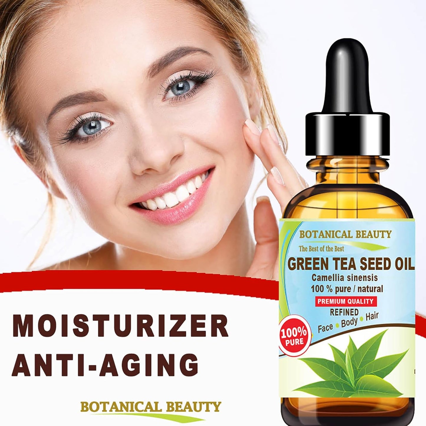 Botanical Beauty GREEN TEA SEED OIL Camellia Sinensis Oil 100% Pure Natural Undiluted Cold Pressed Carrier Oil for Face, Skin, Hair, Nails. 2 Fl.oz 60 ml. Rich in Vitamin C, Vitamin E